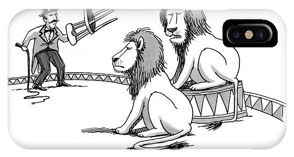 592x316 two lions talk as a lion tamer shakes a chair iphone x case - Scary Lion Drawing