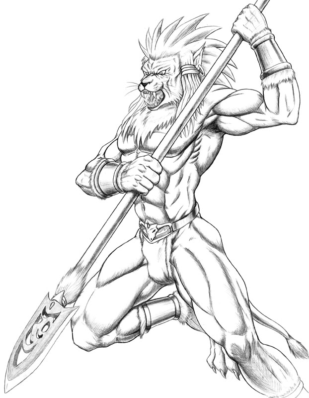 622x800 Lion Drawing Warrior For Free Download - Scary Lion Drawing