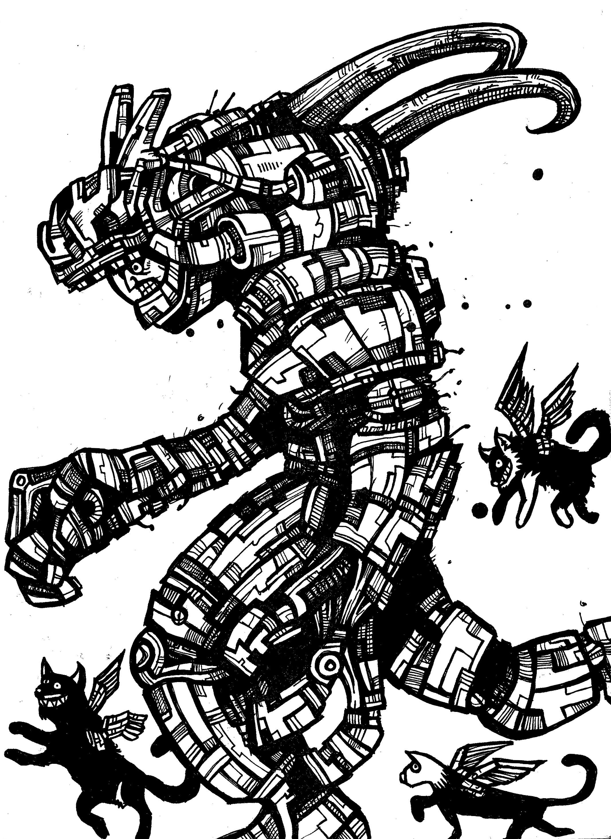 2132x2924 scary monster city face manga robot heyapathy surreal comics - Scary Monster Drawings