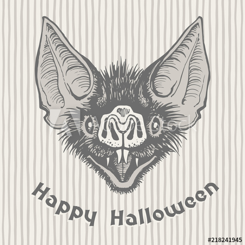 500x500 Happy Halloween Vintage Hand Drawn Greeting Card Scary Vampire - Scary Mouth Drawing