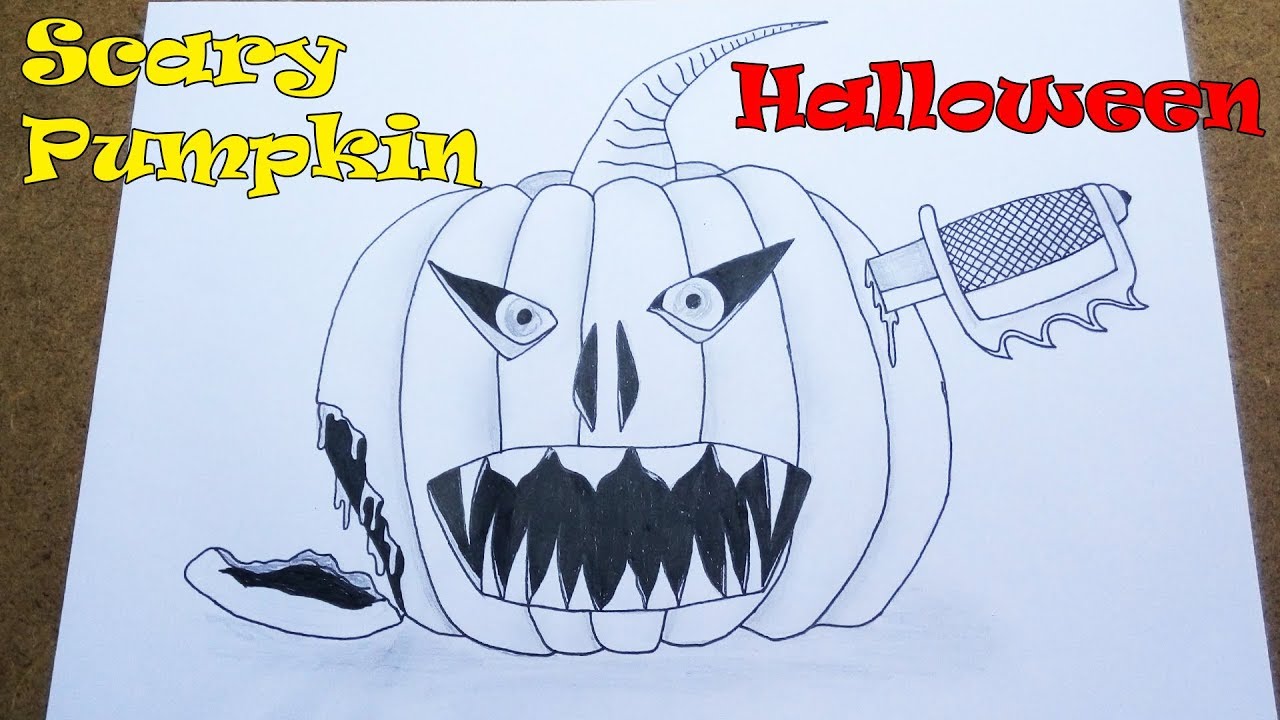 1280x720 How To Draw A Scary Pumpkin For Halloween - Scary Mouth Drawing