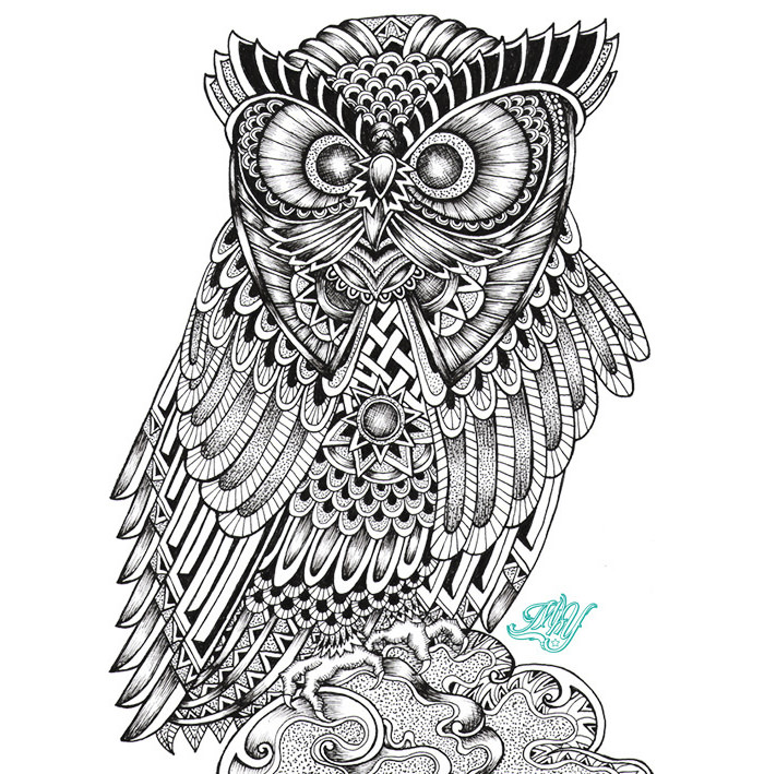 700x709 Owl Illustration Free Premium Templates - Scary Owl Drawing