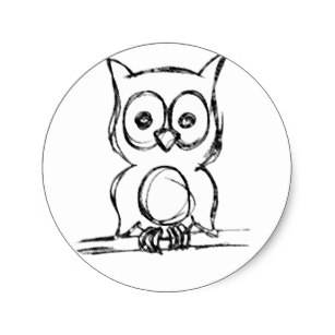 307x307 Cute Owl Drawing Crafts Party Supplies - Scary Owl Drawing