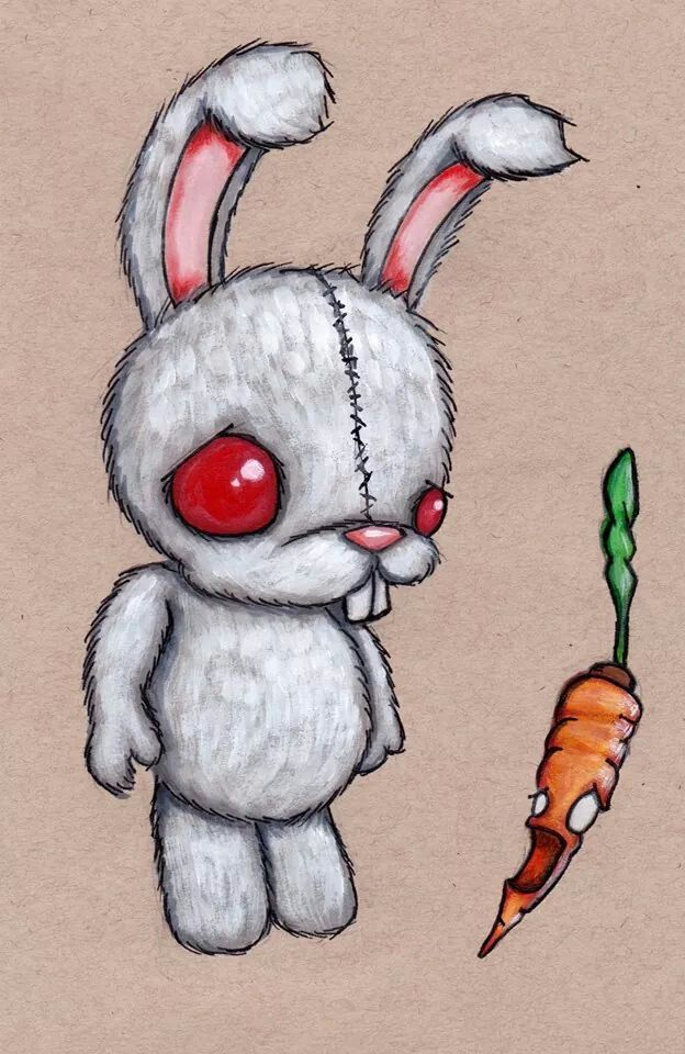 624x960 Scared Rabbit Animals In Art In Art, Voodoo Doll Tattoo - Scary Rabbit Drawing