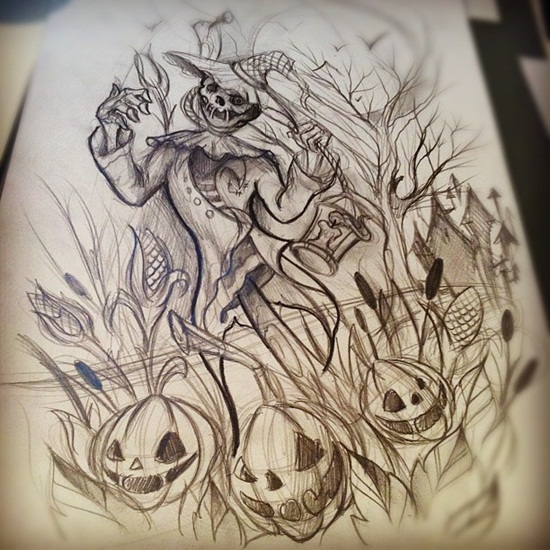 550x550 Scary Scarecrow Tattoos - Scary Scarecrow Drawing