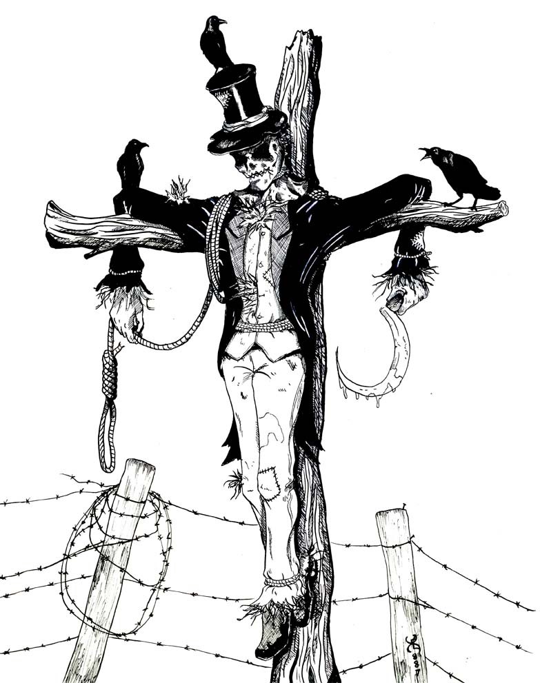 783x991 Scarecrow Scary Drawing Ideas - Scary Scarecrow Drawing