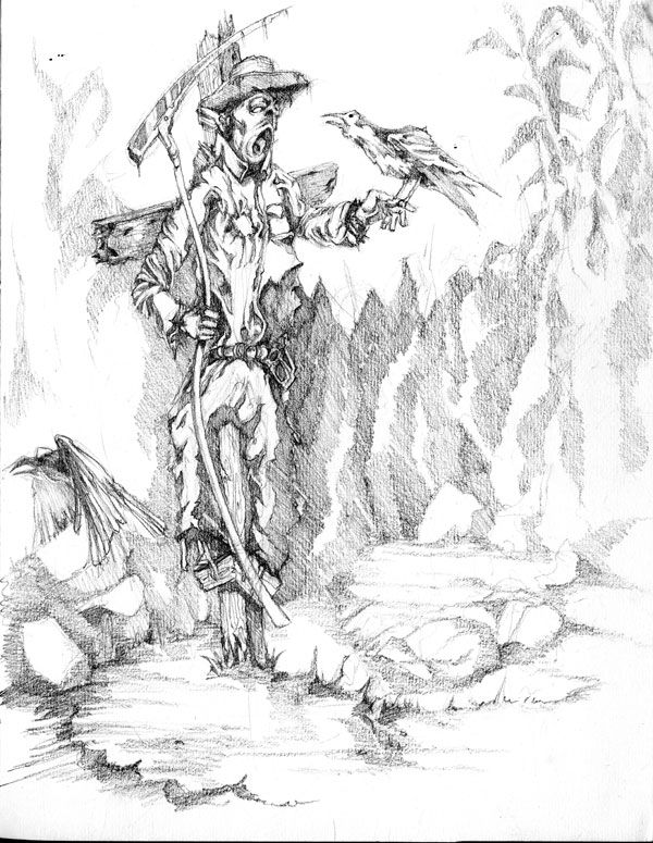 600x775 Scary Scarecrow Drawings Free Image - Scary Scarecrow Drawing