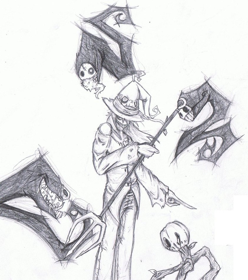 842x948 Dc - Scary Scarecrow Drawing