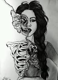 192x262 spooky scary skeletons girl art, skeleton drawings, art sketches - Scary Skeleton Drawing