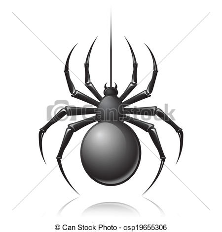 450x470 Black Spider Emblem Black Scary Spider Insect Isolated On White - Scary Spider Drawing
