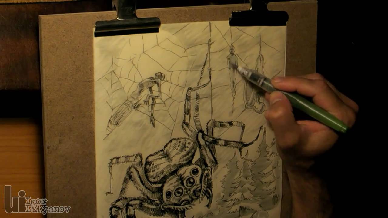 1280x720 Drawing A Big Scary Spider - Scary Spider Drawing