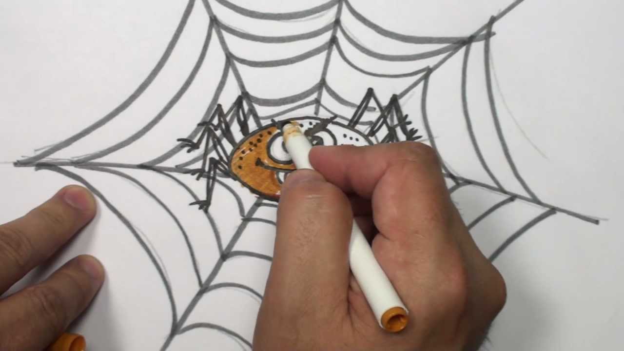 1280x720 How To Draw A Cartoon Spider Video - Scary Spider Drawing