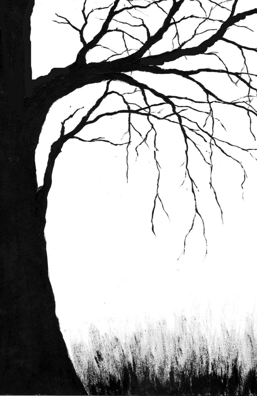 900x1385 Creepy Tree Clipart Outline - Scary Tree Drawing
