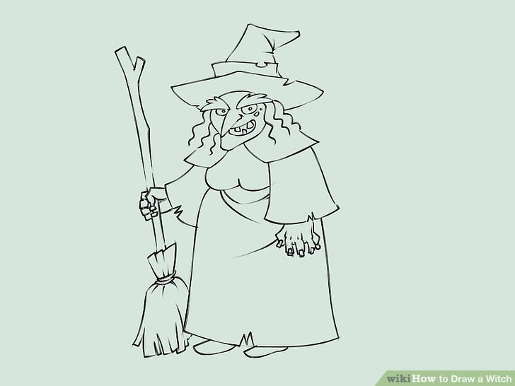 728x546 how to draw a witch - Scary Witch Drawing