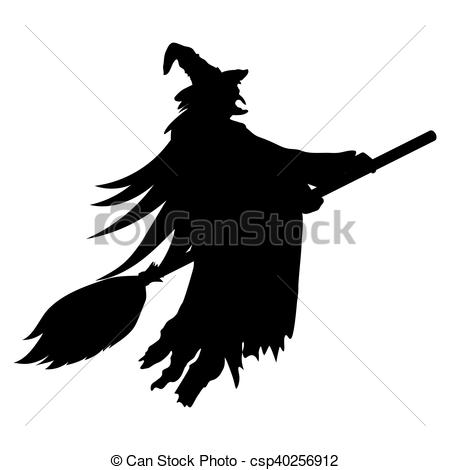 450x470 scary witch flying scary witch witch flying on a broom on halloween - Scary Witch Drawing