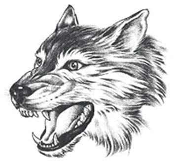355x334 set of waterproof temporary fake tattoo stickers - Scary Wolf Drawing