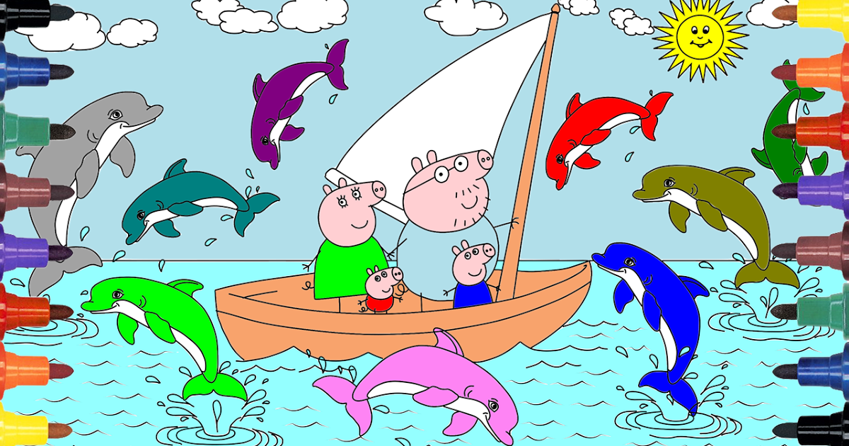 1200x630 how to draw peppa watching the scenery and dolphins - Scenery Cartoon Drawing
