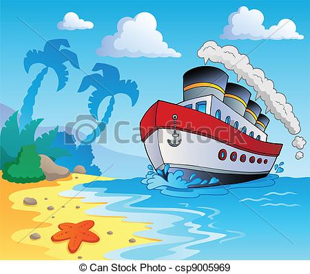 450x398 beach theme scenery - Scenery Cartoon Drawing