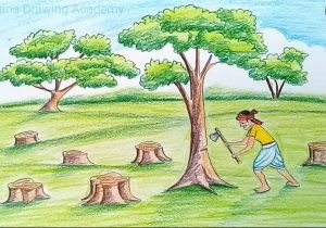 300x210 nature drawing in cartoon draw scenery nature nature scenery - Scenery Cartoon Drawing