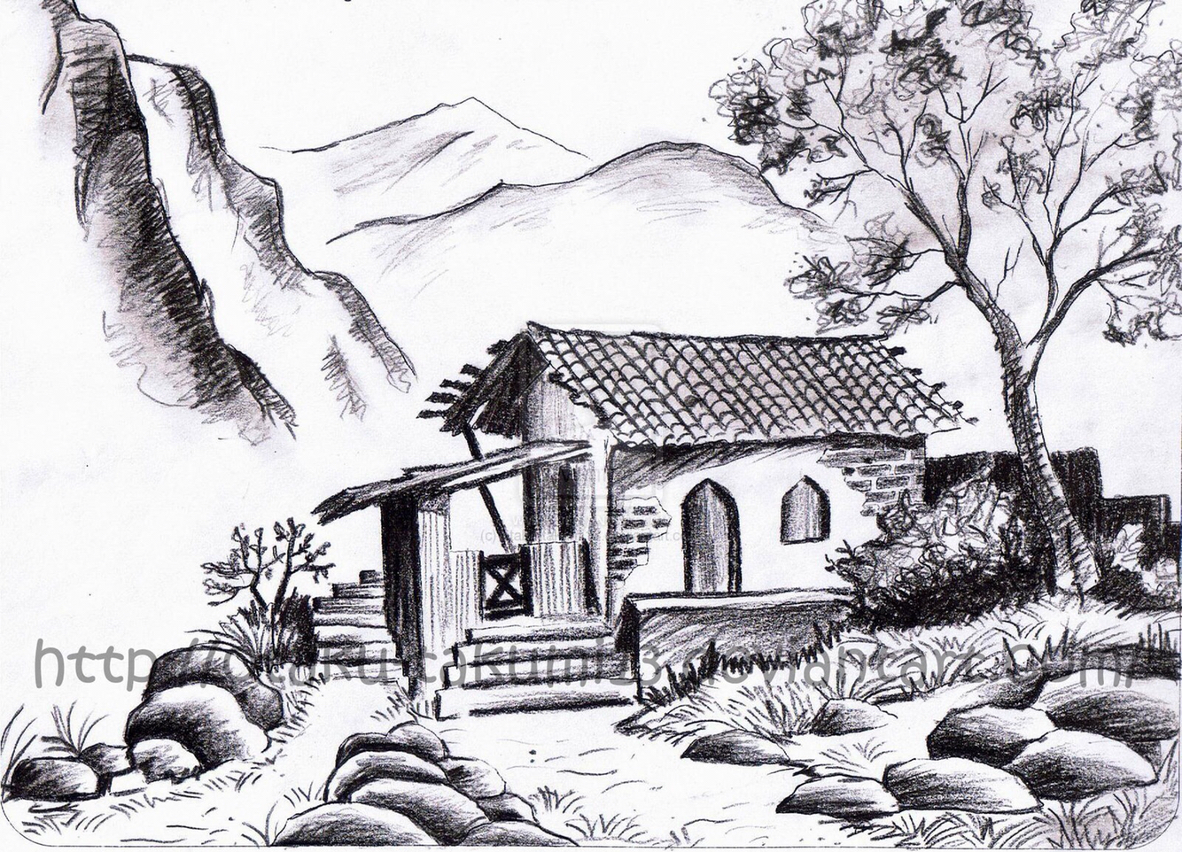 1334x962 Scenery Cartoon Pencil Drawing Cartoon Scenery For Pencil Sketch - Scenery Cartoon Drawing
