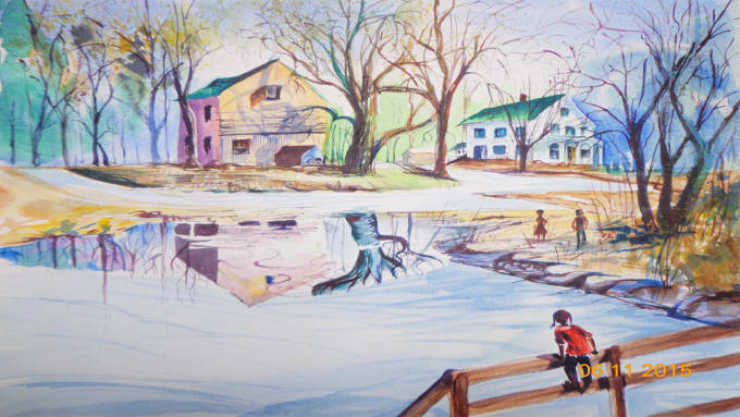 680x383 Draw Landscape Scenery Drawing With Watercolor Illustration - Scenery Drawing