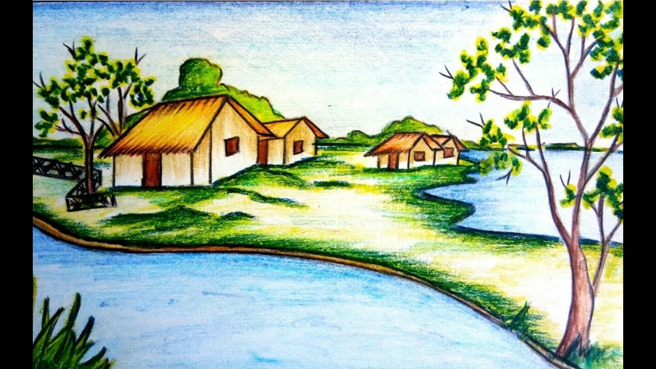 1280x720 How To Draw Scenery Of Winter Season Step - Scenery Drawing Easy