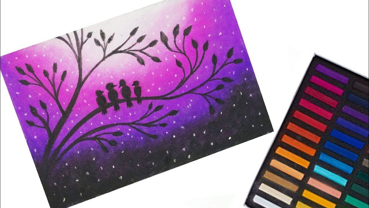 1280x720 Scenery To Draw Easy How To Draw Moonlight Scenery With Soft - Scenery Drawing Easy