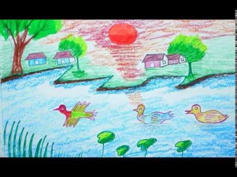 480x360 How To Draw Scenery, Scenery Drawing, Drawing For Beginners, Draw - Scenery Drawing For Kids