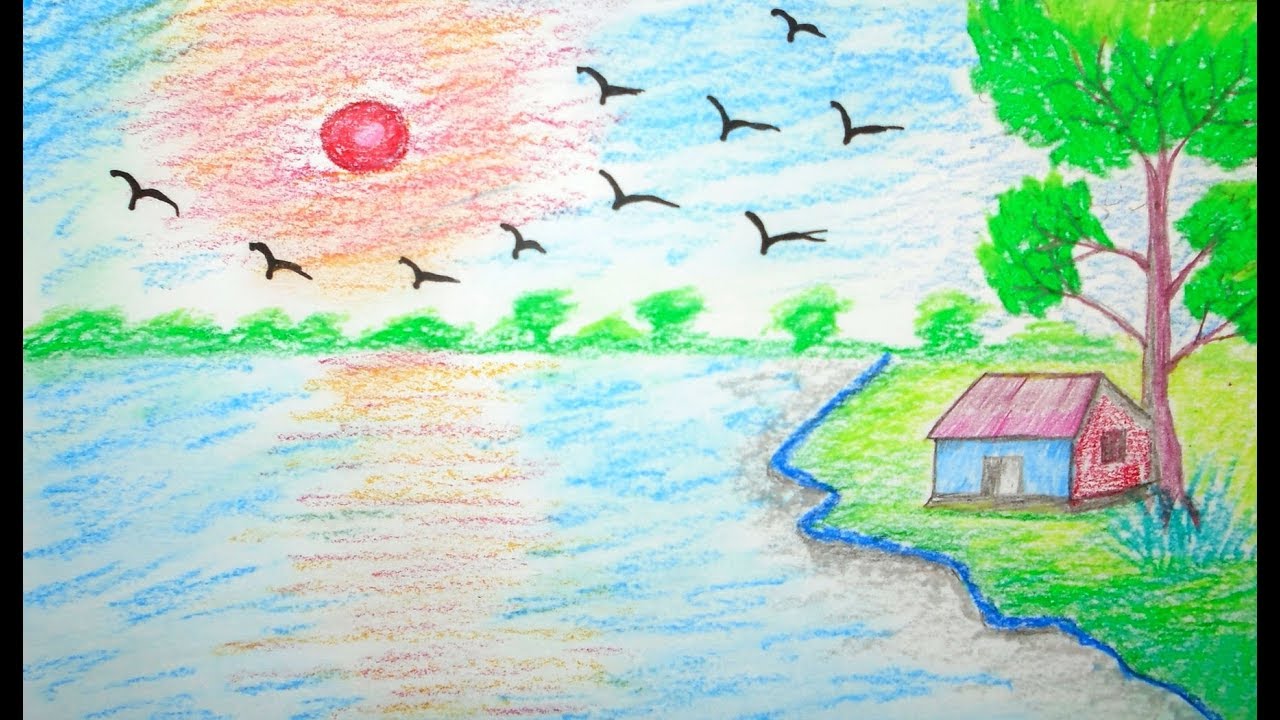 1280x720 Huge Collection Of 'scenery Drawing For Kids' Download More Than - Scenery Drawing Step By Step