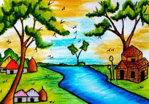 300x210 Natural Scenery Colourful Sketch For Kids How To Draw Colorful - Scenery Drawing Step By Step