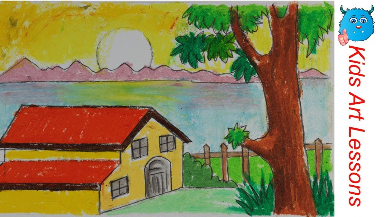 1280x720 Easy Pastel Drawings Step - Scenery Drawing Step By Step