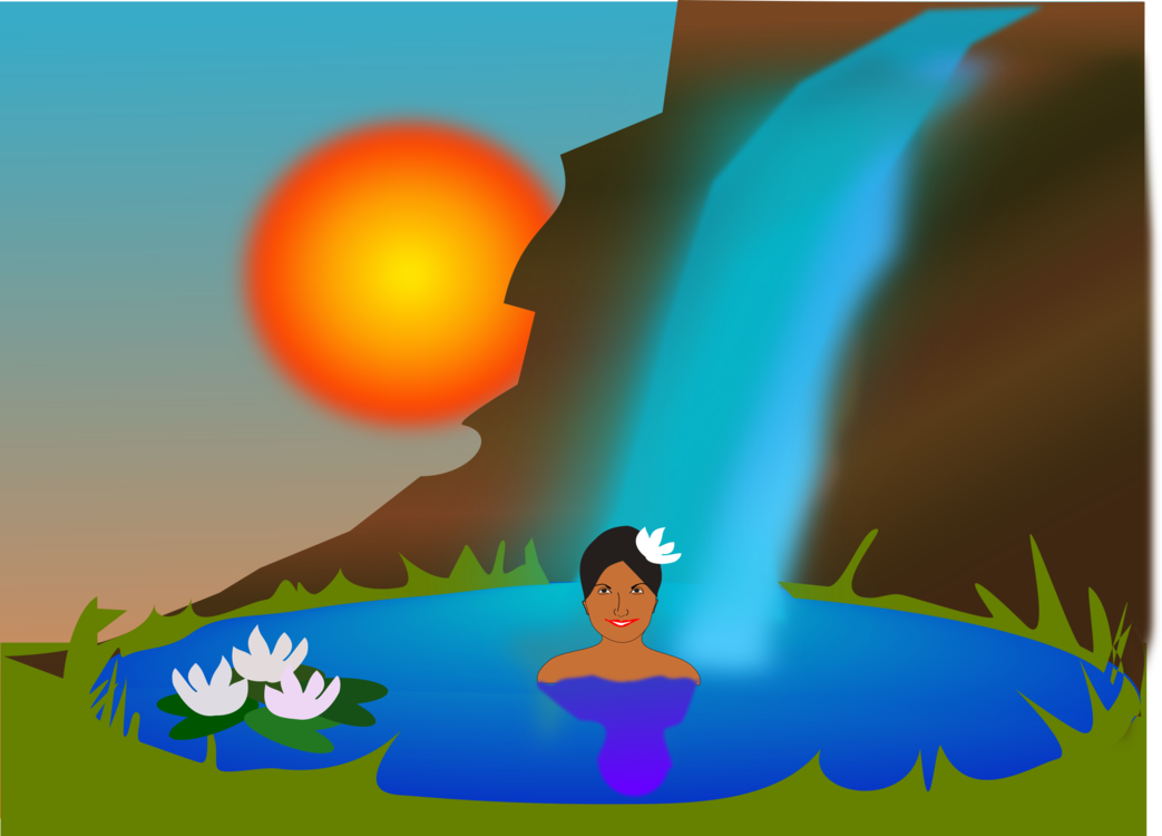 1043x750 Drawing Waterfall Bathing Scenery Cc0 - Scenery Images For Drawing