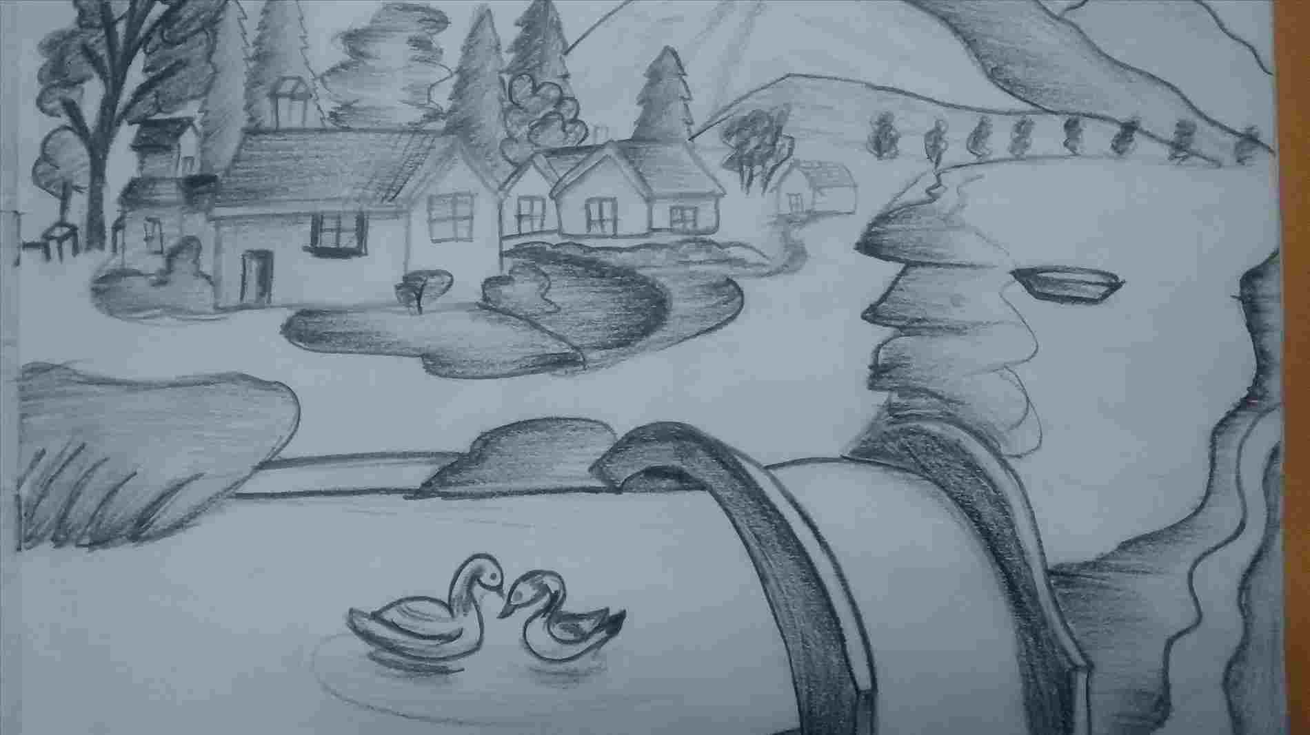 1900x1067 Pencil Sketch Scenery Drawing - Scenery Images For Drawing