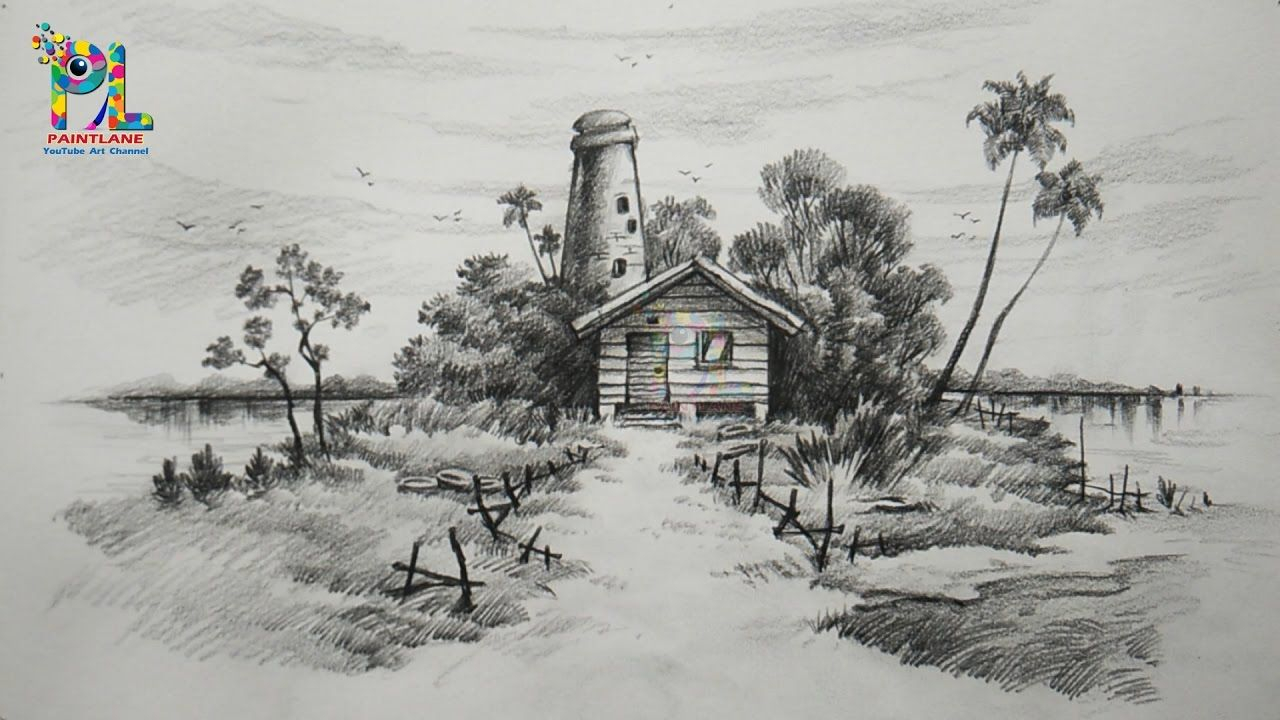 Scenery Pencil Drawing at PaintingValley.com | Explore collection of ...