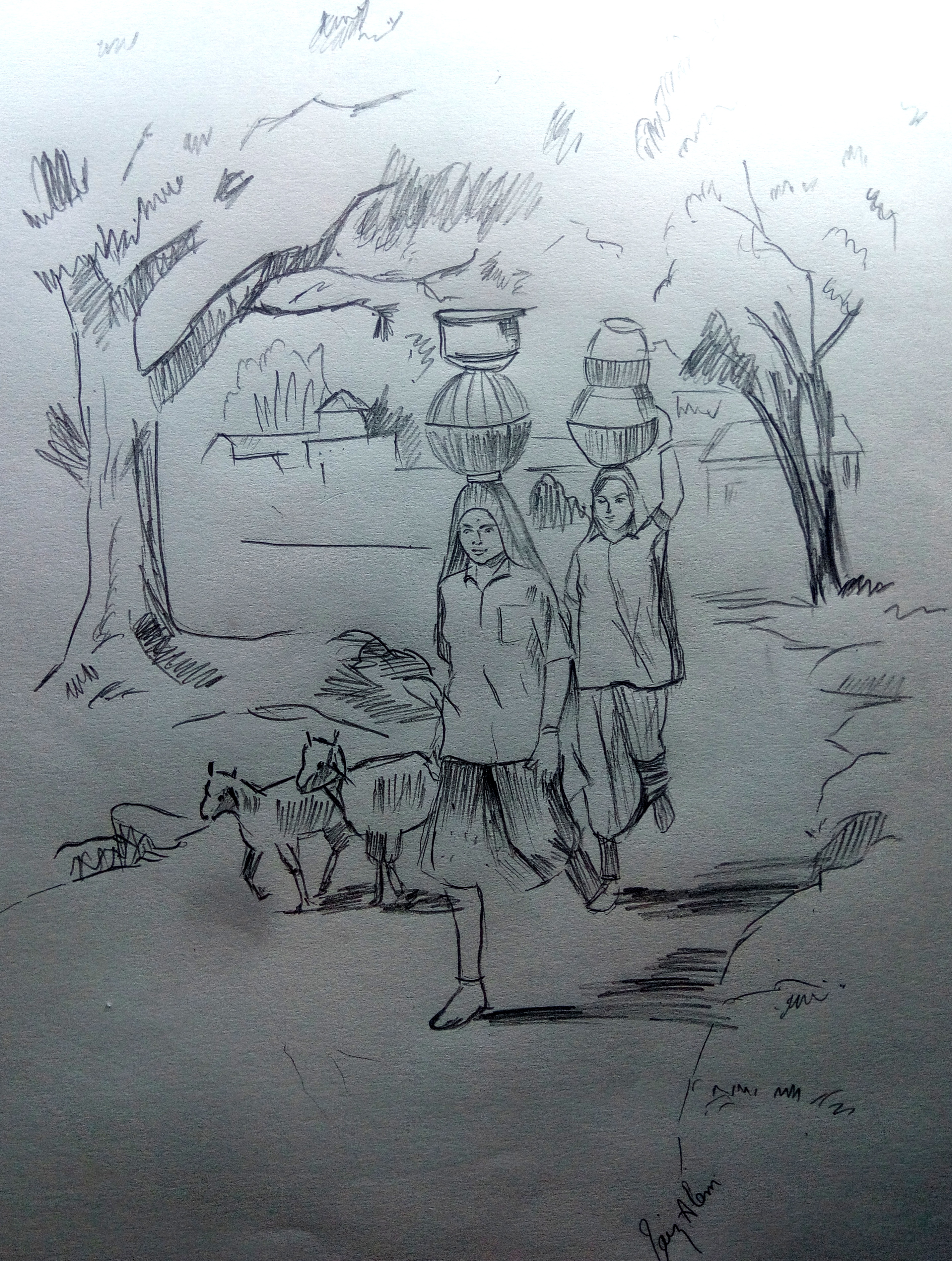 2870x3801 pencil sketch of a scenery pencil shades - Scenery Pencil Drawing