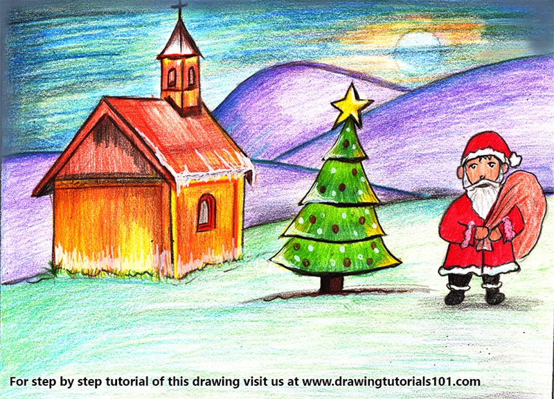 800x576 Learn How To Draw Chirstmas Scenery - Scenery Pictures For Drawing