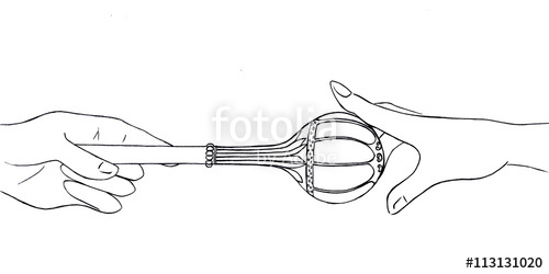 500x250 hand held out gold scepter to the other hand reach touch it bible - Scepter Drawing