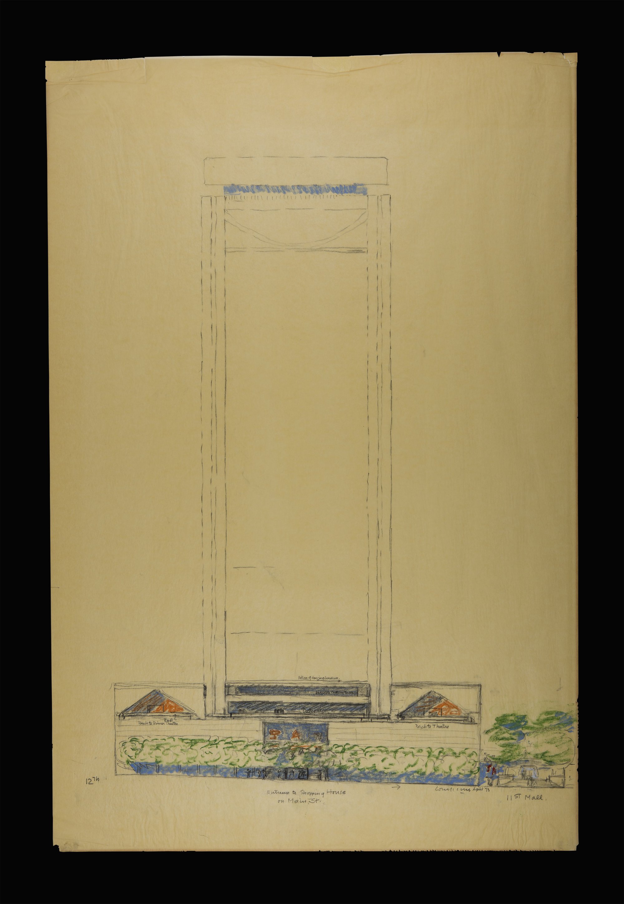 2000x2897 louis kahn, elevation drawing of the final scheme of the kansas - Scheme Drawing