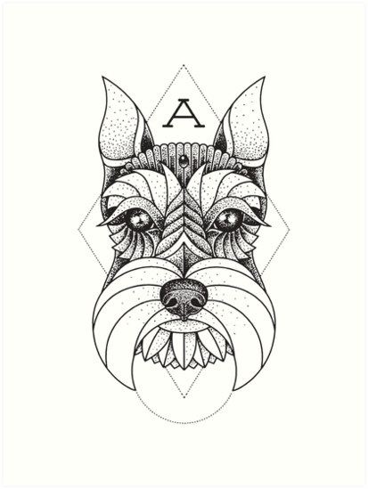 413x549 schnauzer art prints - Schnauzer Line Drawing