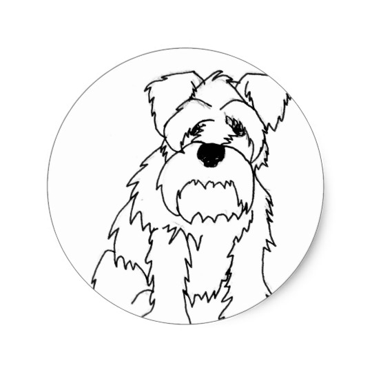 540x540 Schnauzer Line Art Classic Round Sticker - Schnauzer Line Drawing