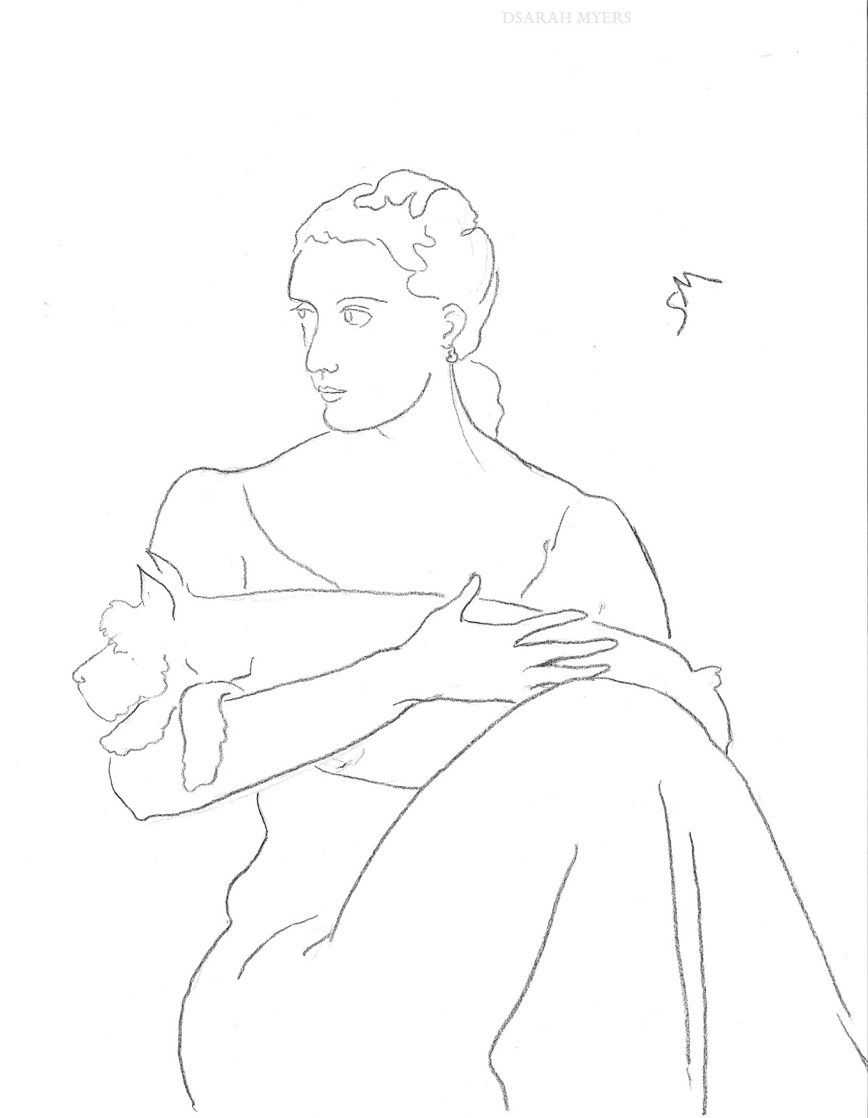 1243x1600 The Other Oeuvre Lady With A Schnauzer - Schnauzer Line Drawing