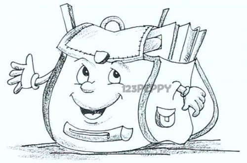500x330 How To Draw Cartoon School Bag - School Bag Drawing