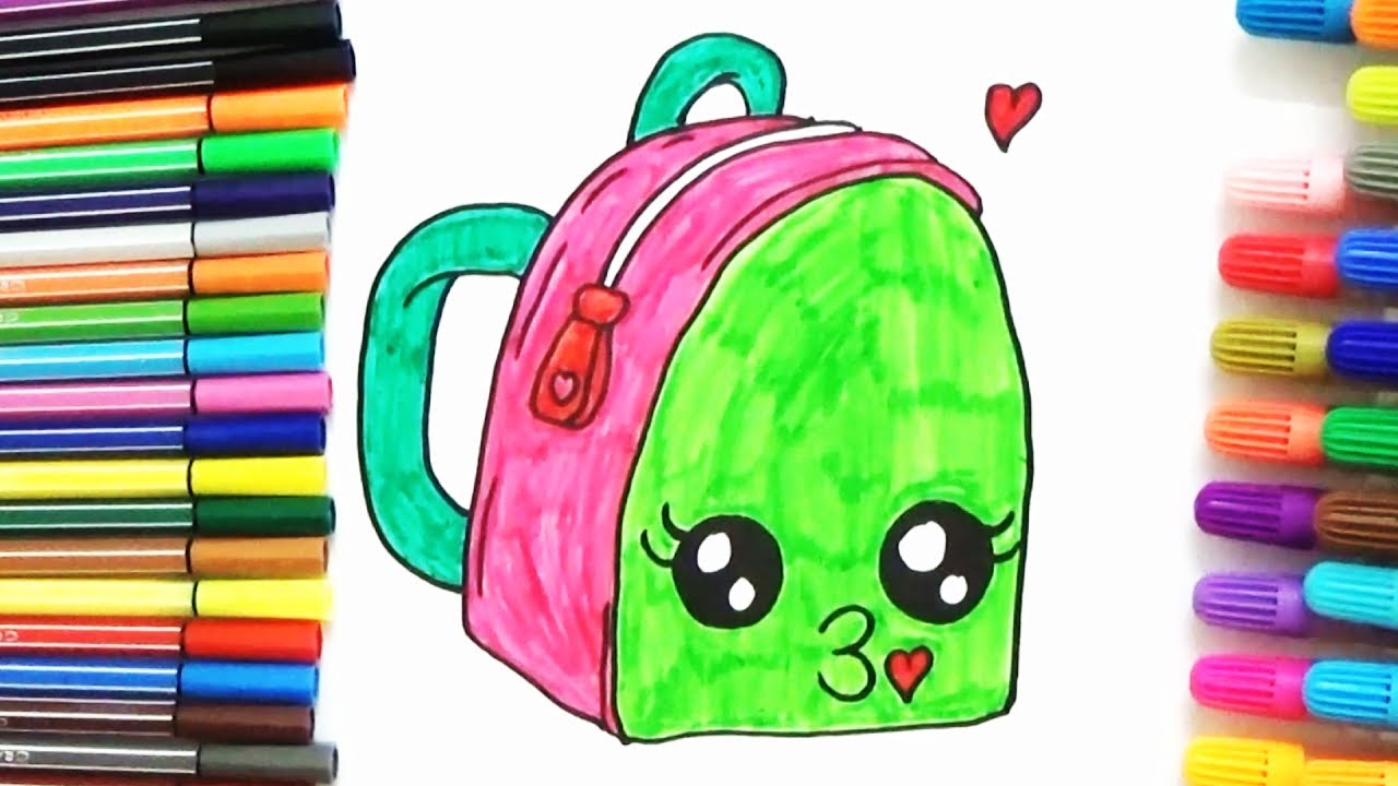 1280x720 How To Draw A Cute School Bag - School Bag Drawing