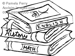 300x225 School Book Black And White Clipart - School Books Drawing