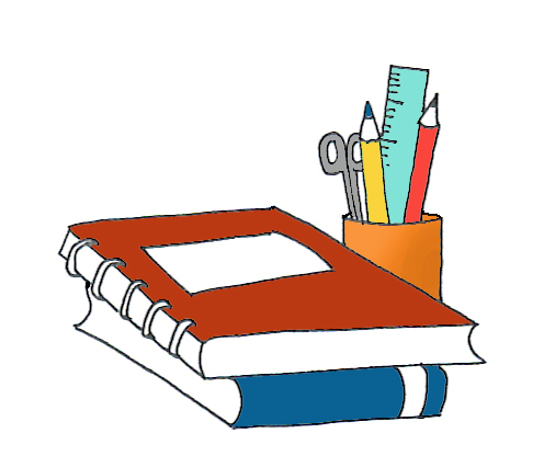 496x426 School Clipart - School Books Drawing