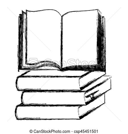 450x470 blurred silhouette set stack school books with open book vector - School Books Drawing