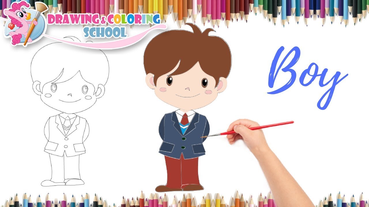 1280x720 How To Draw School Boy Kid With Color Step - School Boy Drawing