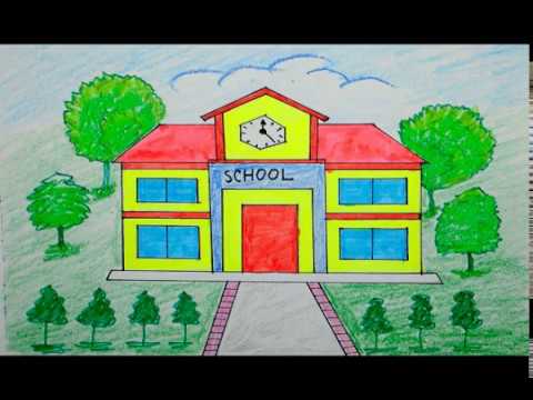 School Building Drawing at PaintingValley.com | Explore collection of ...