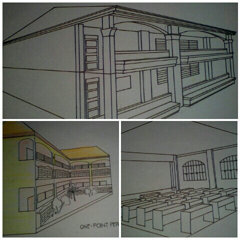 480x480 School Buildings One Point And Two Point Perspective Drawings - School Building Drawing