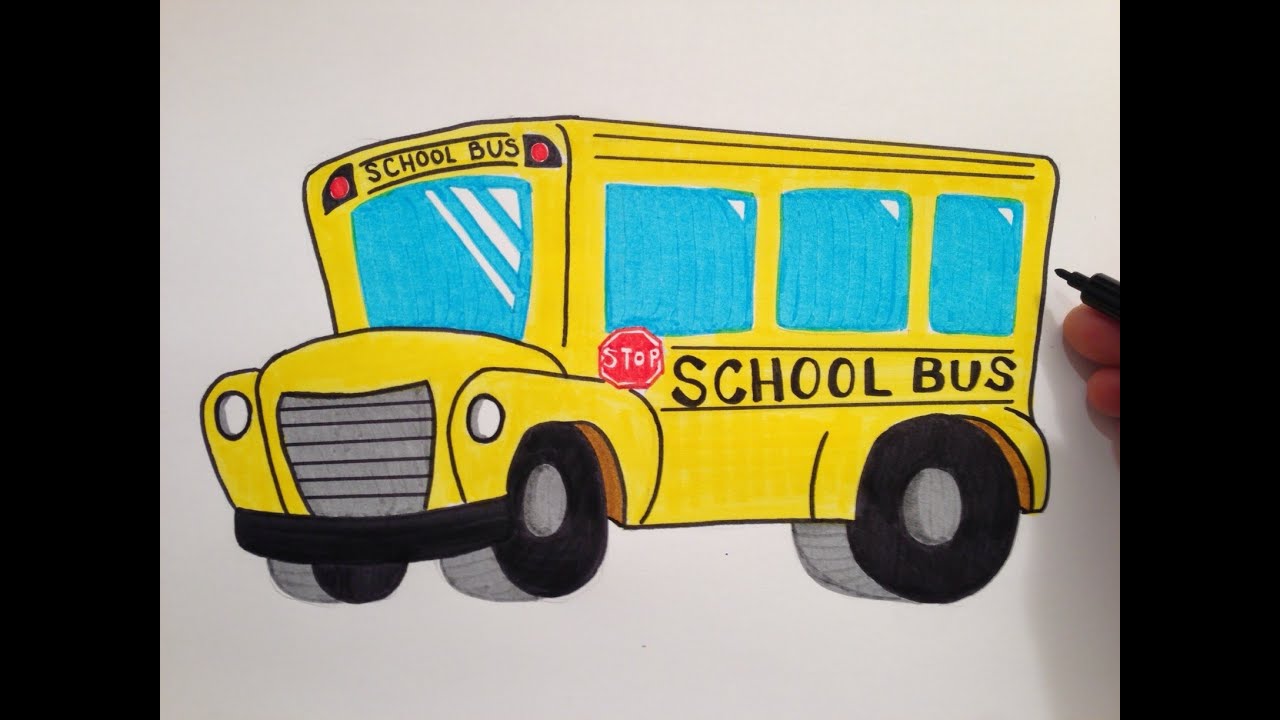 1280x720 how to draw a cute school bus - School Bus Drawing